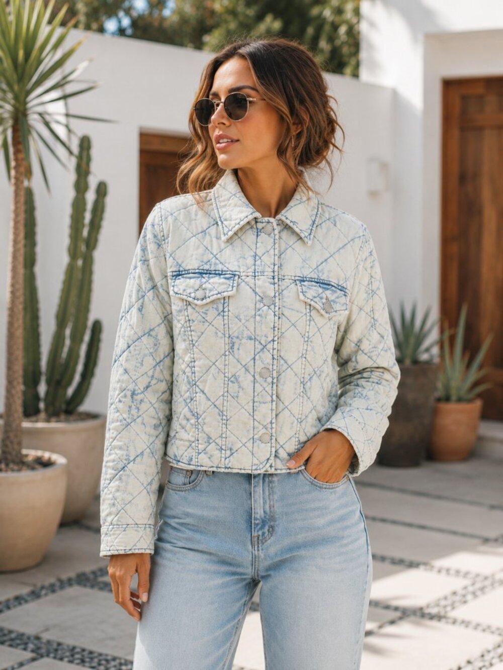 Marc New York Jeans Light Acid Wash Quilted Denim Jacket, NWT - Picture 2 of 8